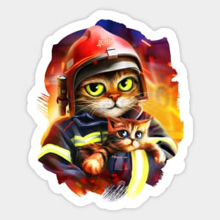 Cat firefighter Sticker